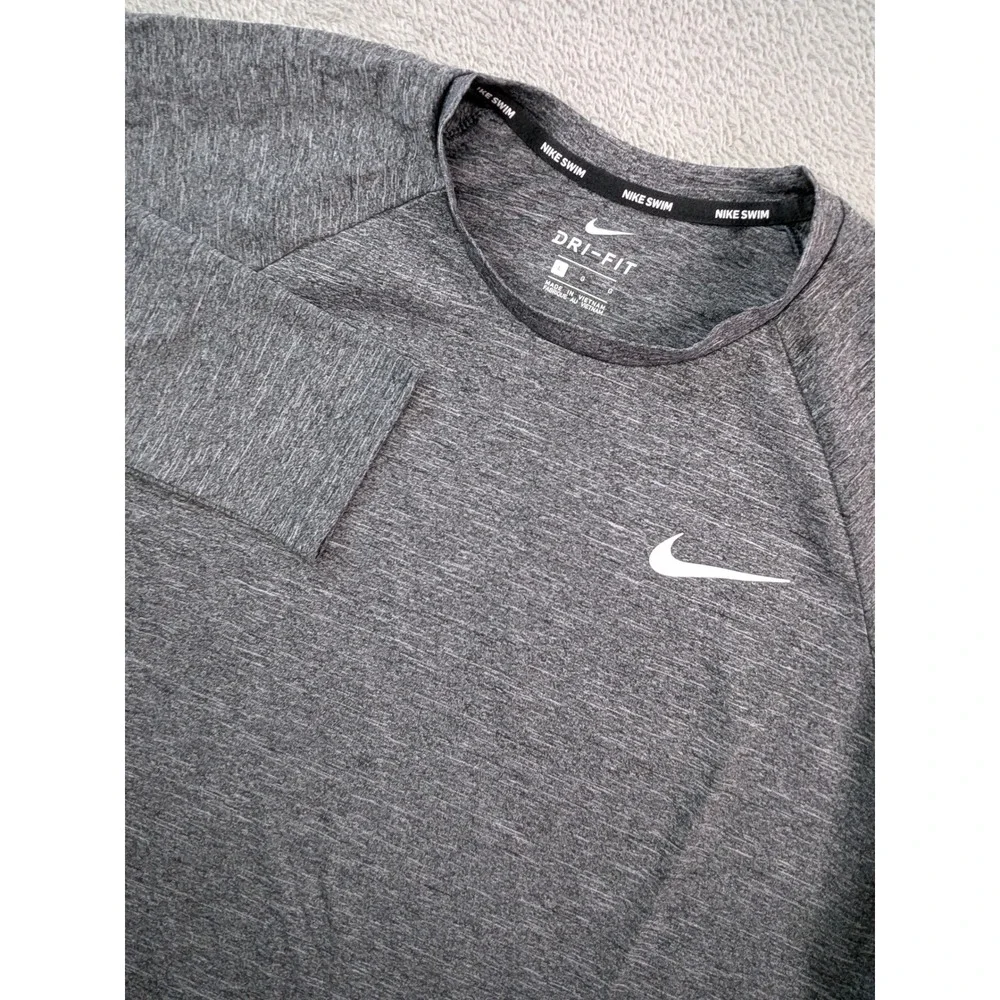 Nike Swim Mens Dri-FIT Long Sleeve Rash Guard Gray Heather UPF 40+ Large L